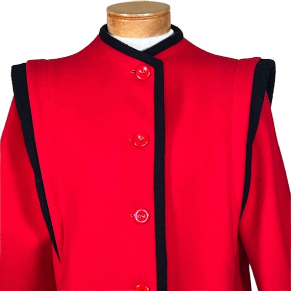 Royal Balkan Tailors Vintage Dead Stock Red & Black Wool Blazer Size 11 … - Picture 2 of 16